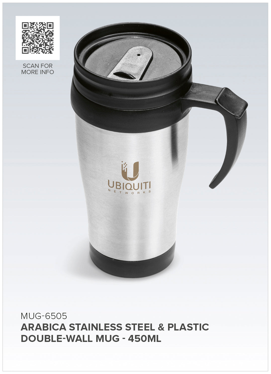 Arabica Stainless Steel & Plastic Double-Wall Mug - 450ml - Image 5
